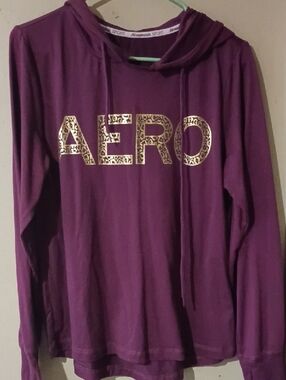 Aeropostale Purple Hoodie with Gold Leopard Logo